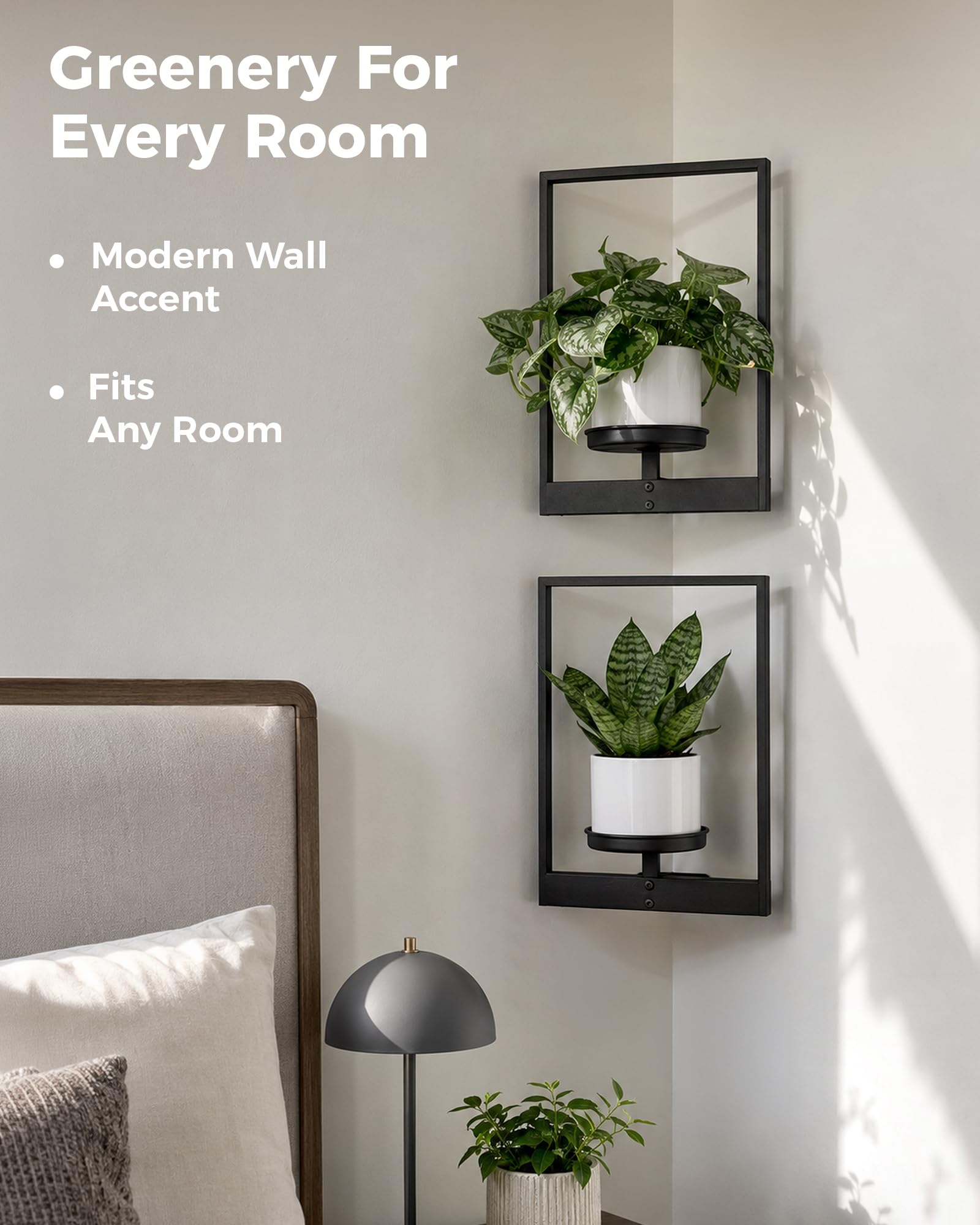 Bamworld corner wall planters with decorative plants