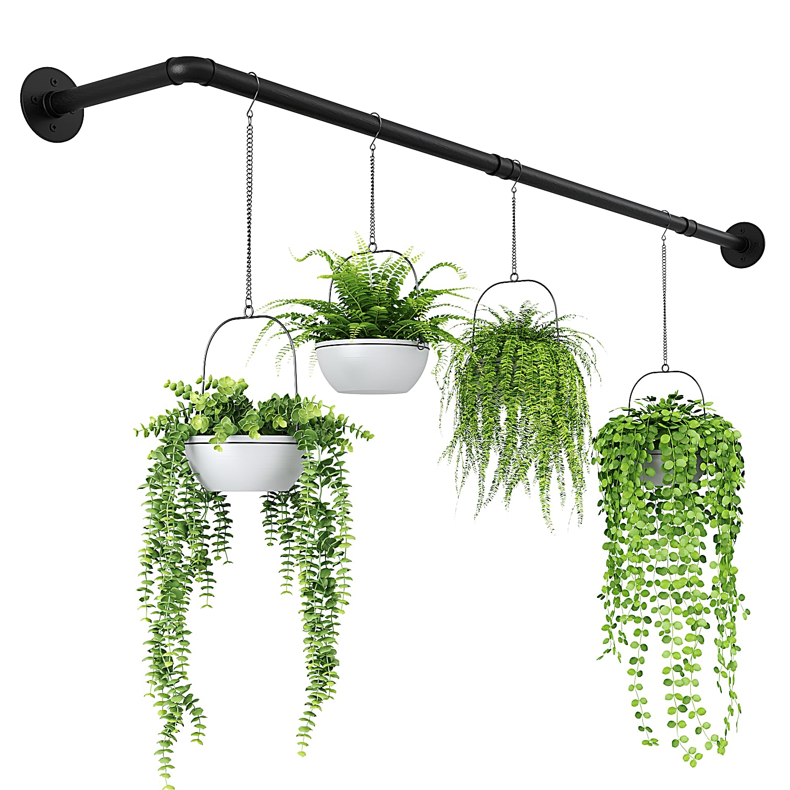 Bamworld Hanging Planter 42 Inch black metal design front view