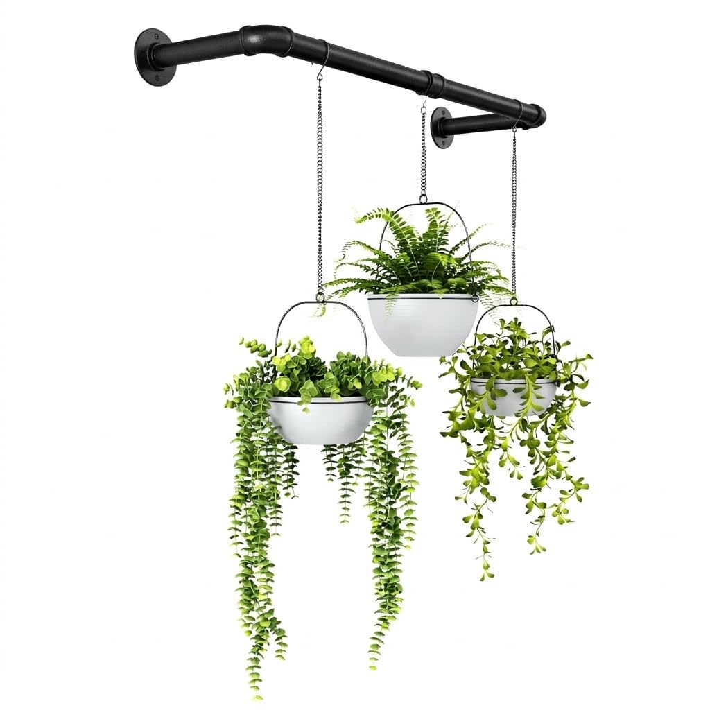 Bamworld Hanging Planter black model front view
