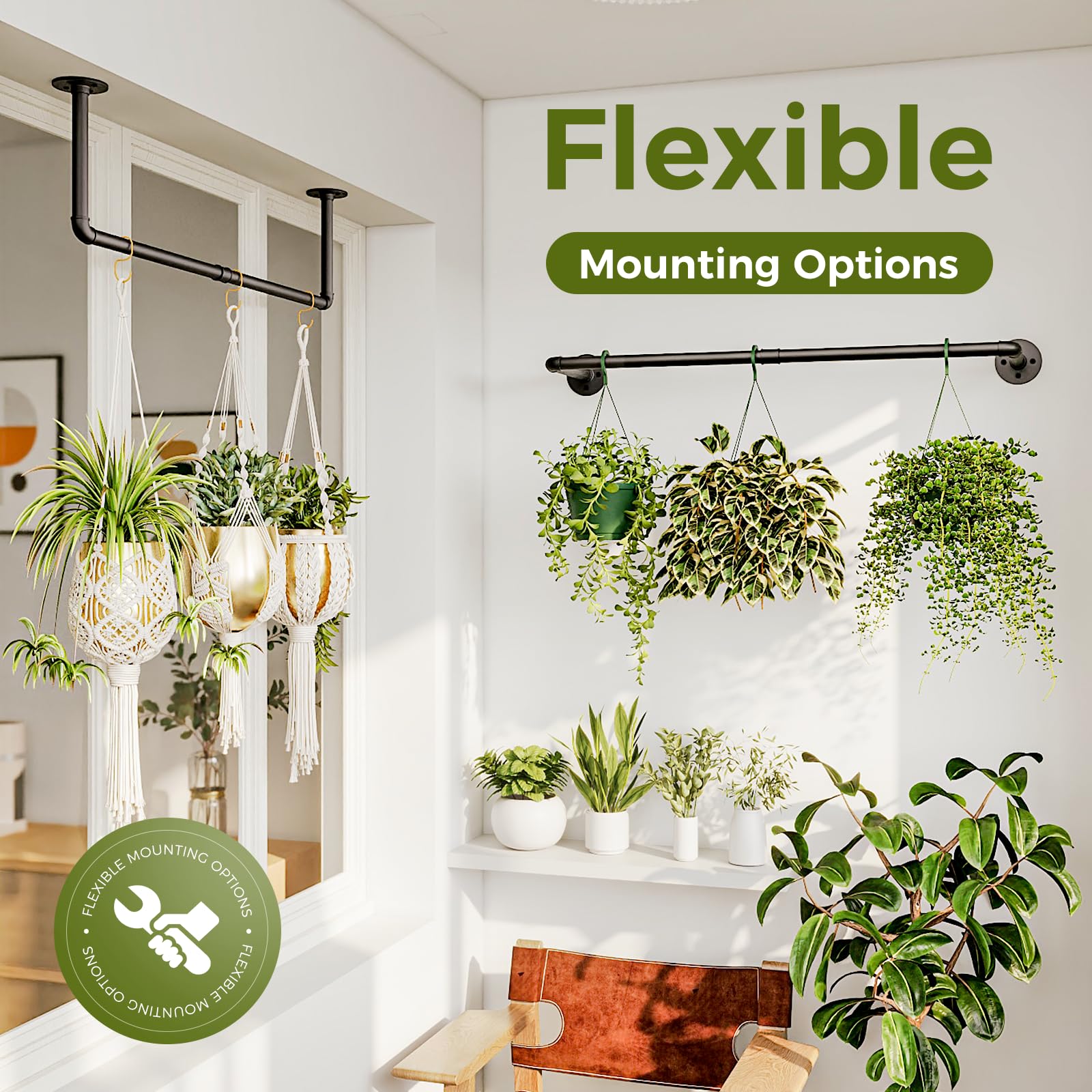 Bamworld Hanging Planter close-up of robust metal design