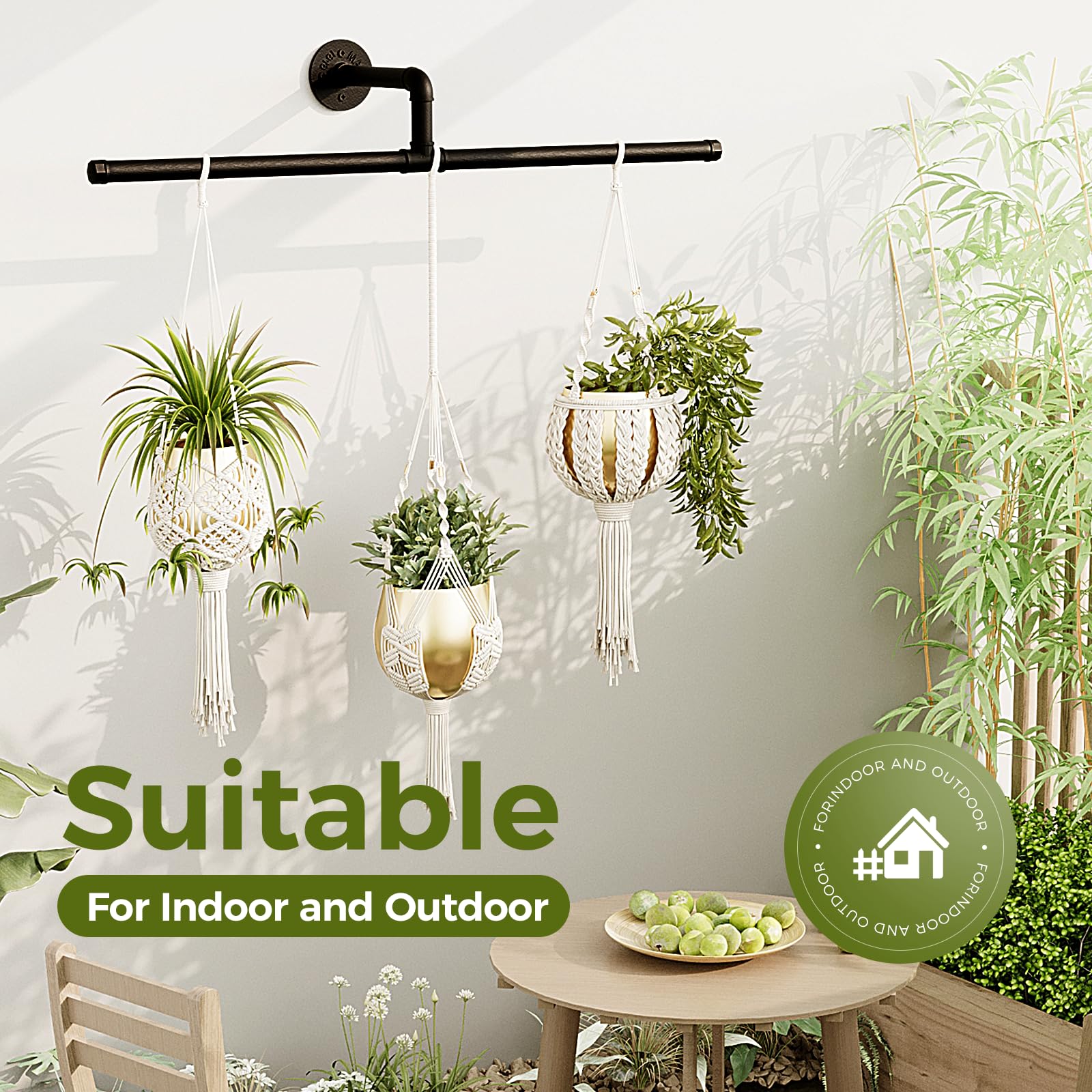 Bamworld Hanging Planter in kitchen setting with plants