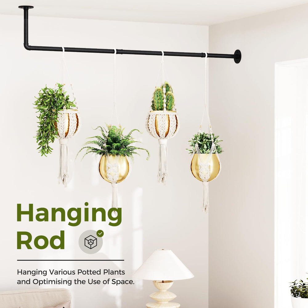 Bamworld Hanging Planter mounted in a corner with indoor plants