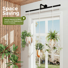 Bamworld Hanging Planter mounted on wall with plants