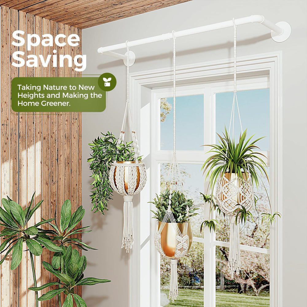 Bamworld Hanging Planter side view showing hook and bar