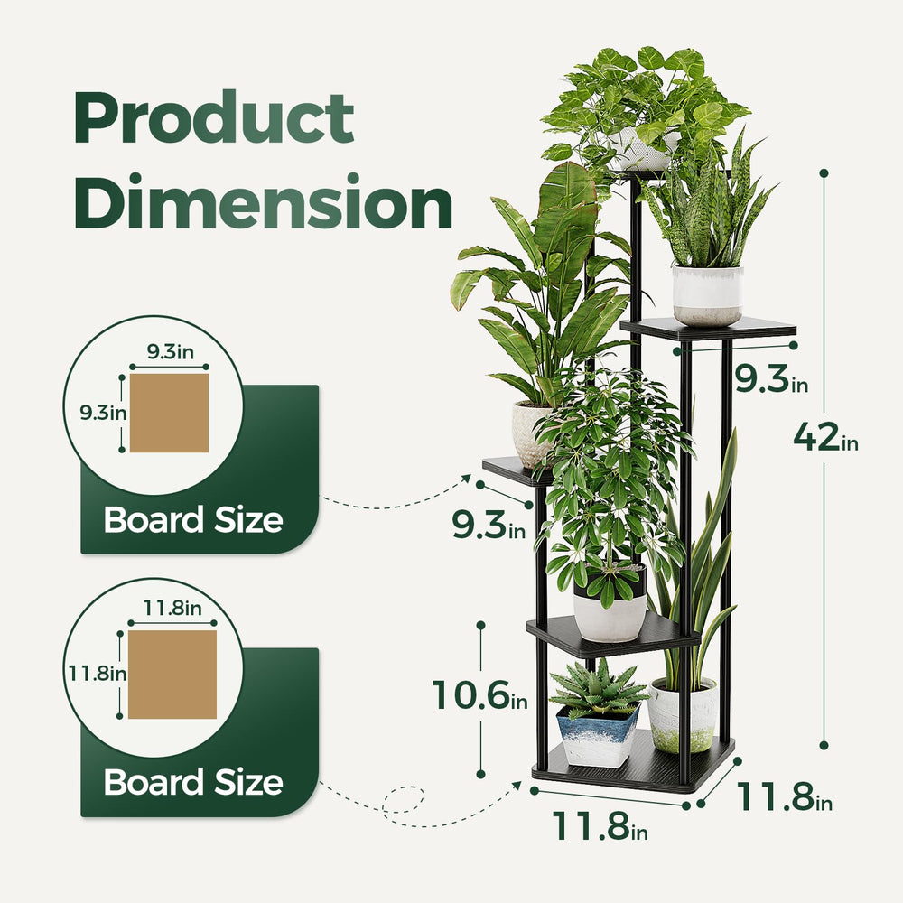 Bamworld Indoor Plant Stand 5 Tier Dark Brown close-up