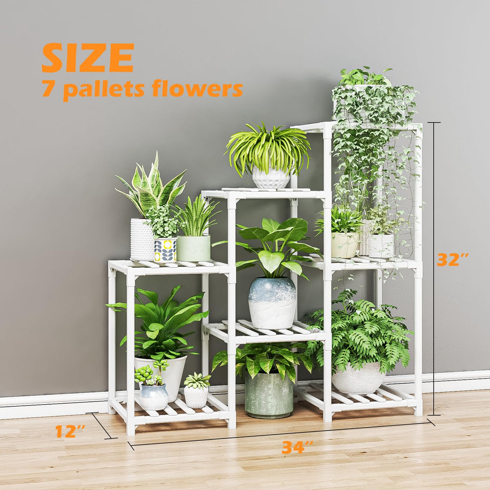 Bamworld Indoor Plant Stand in living room with decorative plants