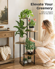 Bamworld indoor plant stand with decorative plants