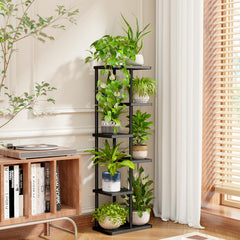 Bamworld Metal Plant Stand in a living room setting with plants