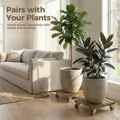 Bamworld plant caddy showing 360-degree rotating wheels