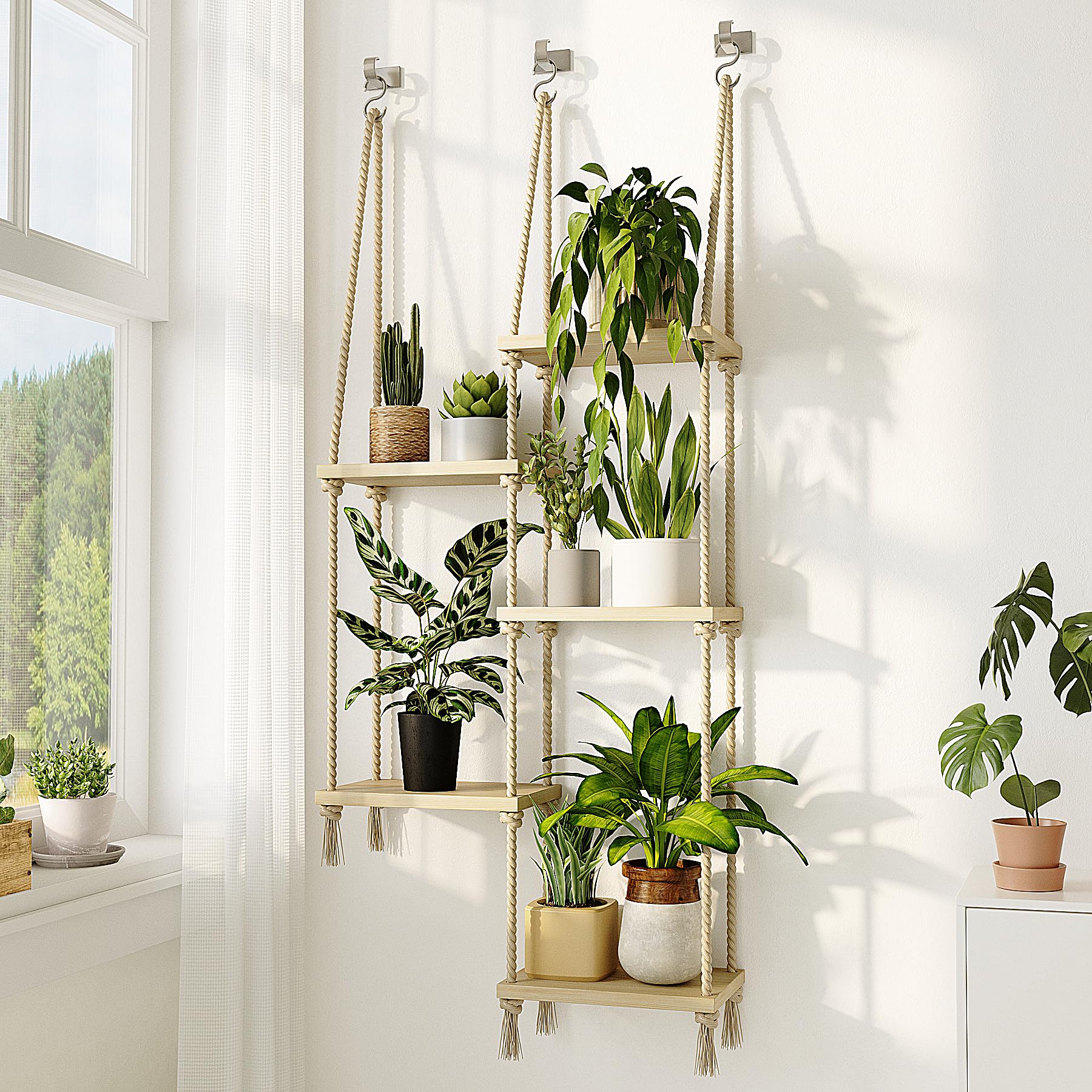 Bamworld plant shelf mounted on a sunny window