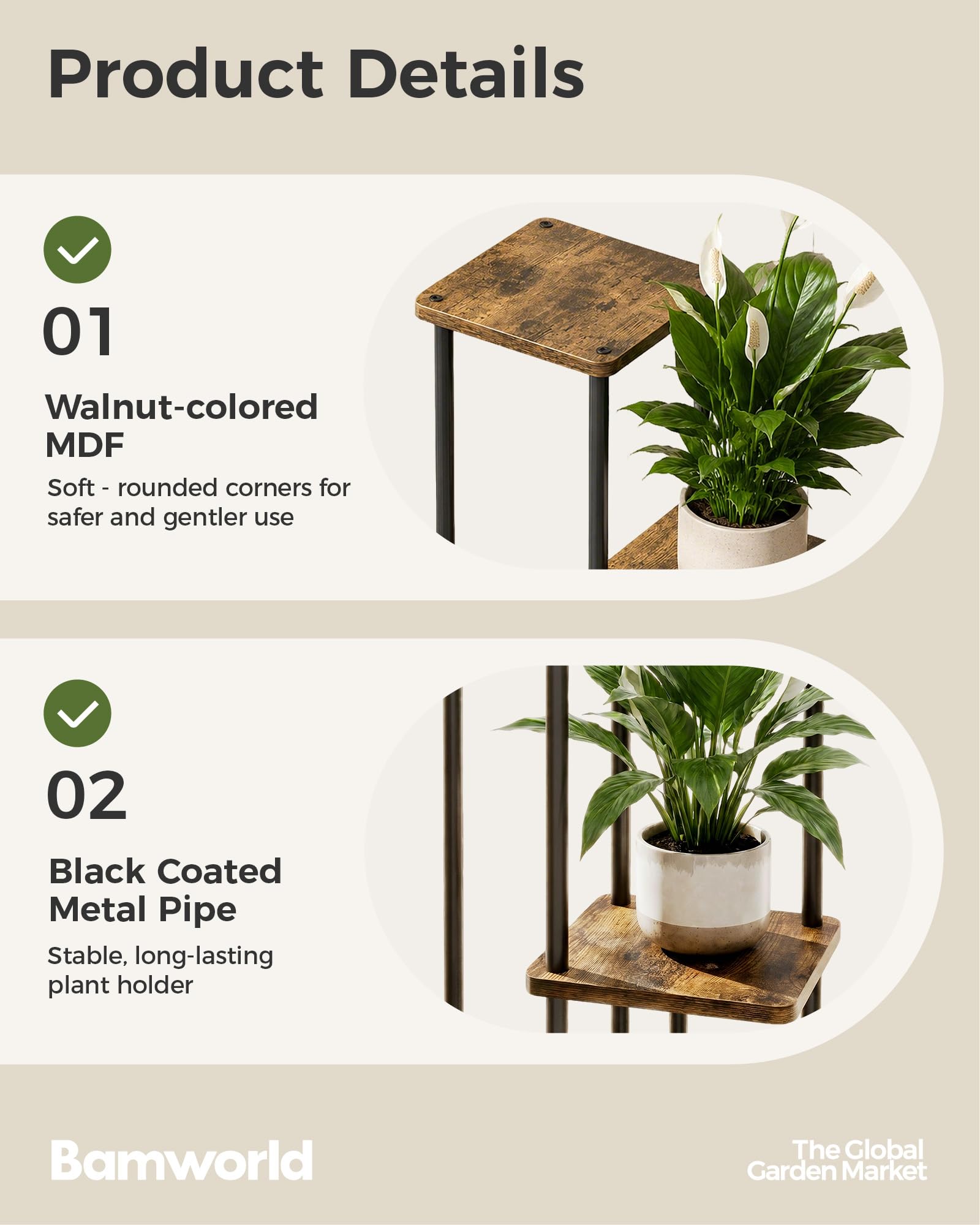 Bamworld Plant Stand in a bright indoor space