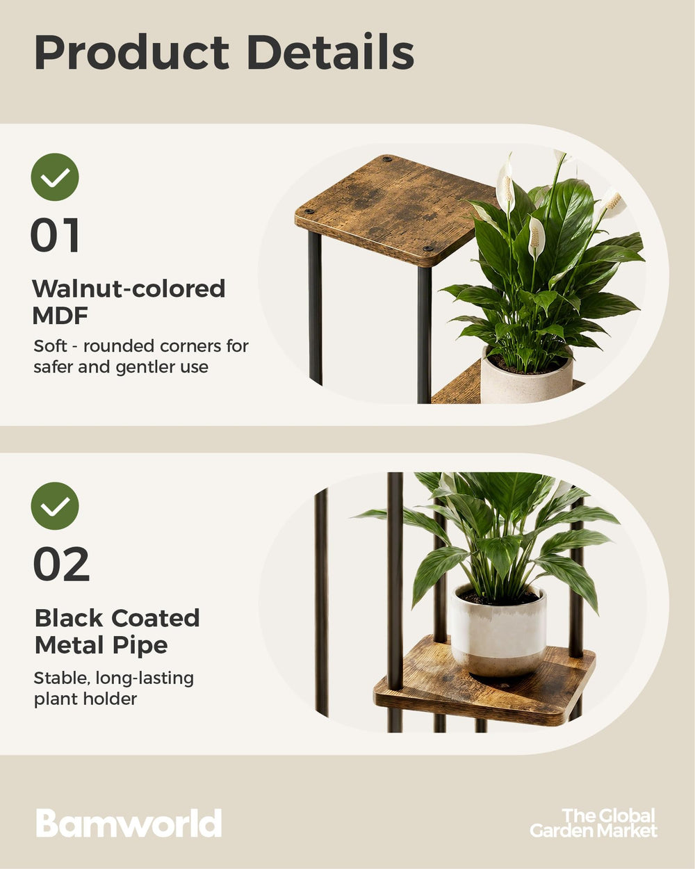 Bamworld Plant Stand in a bright indoor space