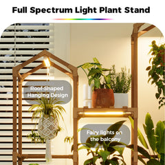 Bamworld Plant Stand in a cozy home setting with plants displayed