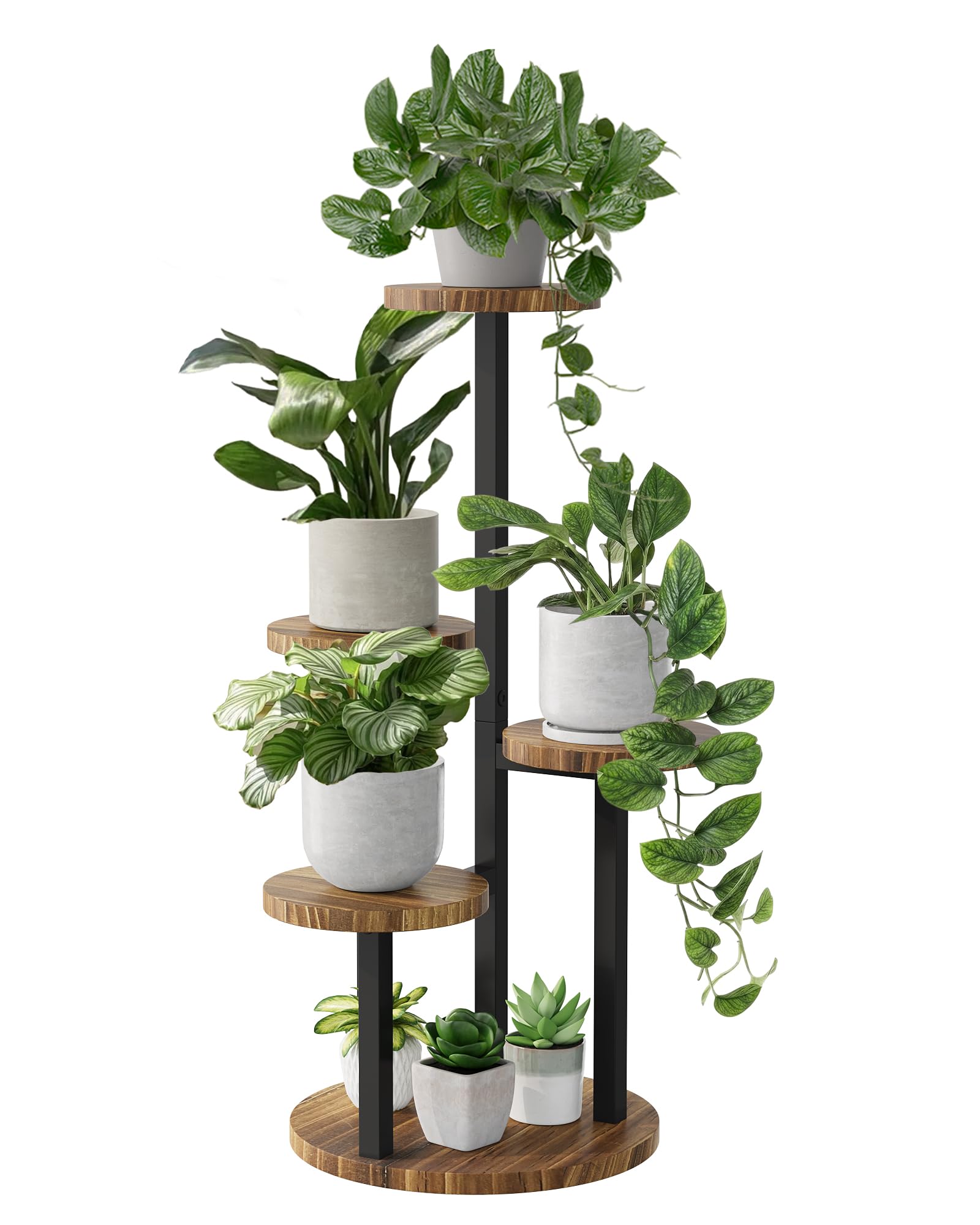 Bamworld Plant Stand Indoor 4 Tier Wooden Display in brown
