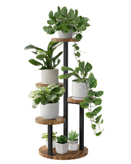 Bamworld Plant Stand Indoor 4 Tier Wooden Display in brown