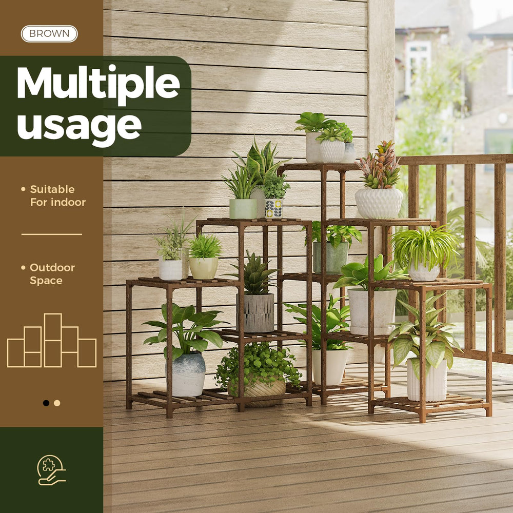 Bamworld Plant Stand showcasing multiple potted plants