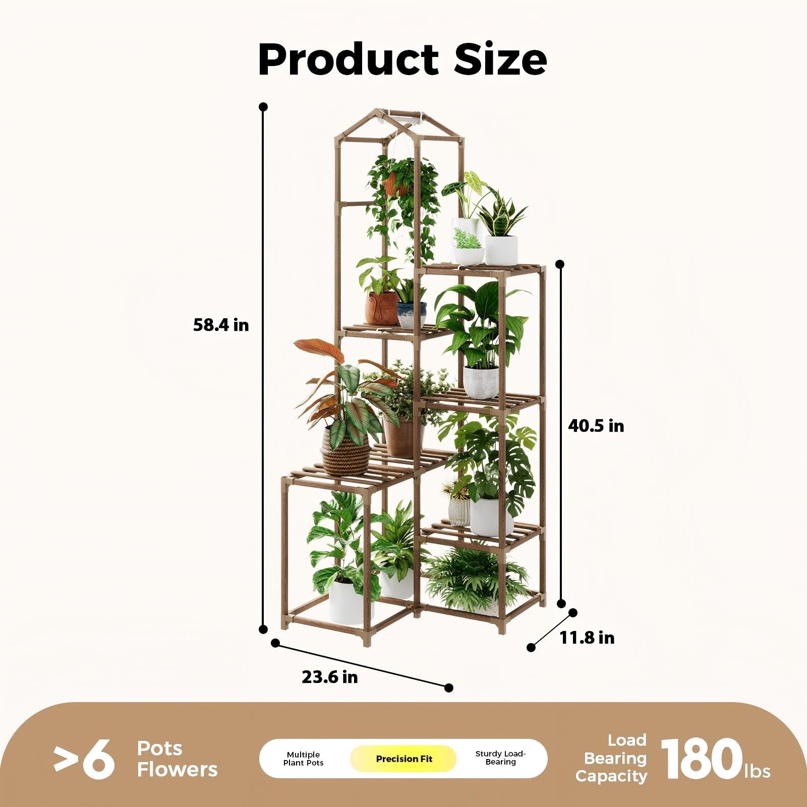 Bamworld plant stand showing 4 tiers with plants