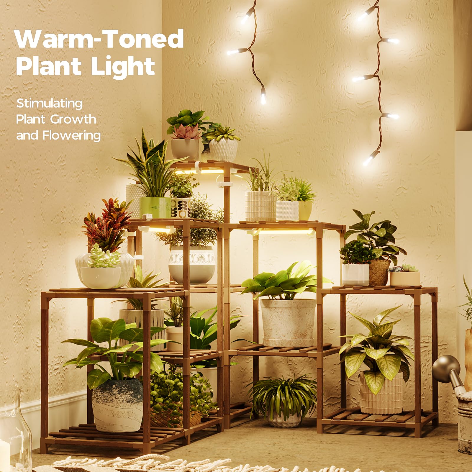 Bamworld Plant Stand side view with warm light ambiance