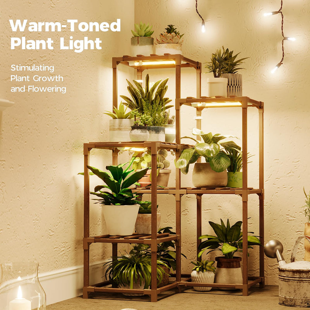 Bamworld Plant Stand with Grow Light close-up of full-spectrum light