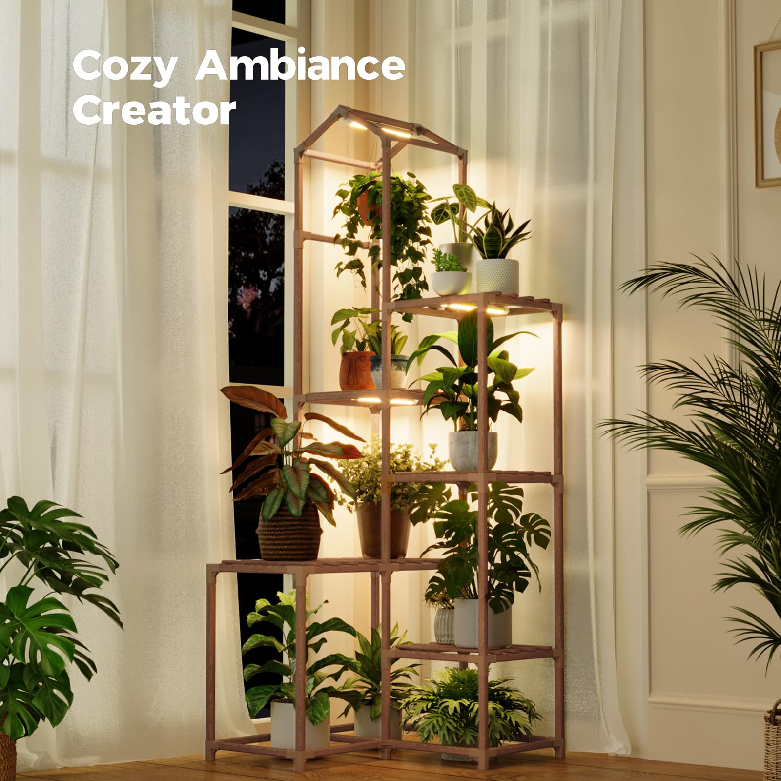 Bamworld plant stand with hanging rod for additional plants