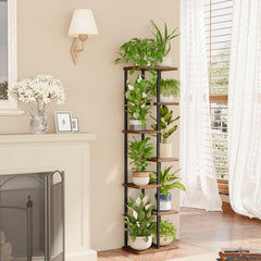 Bamworld plant stand with plants displayed on all tiers