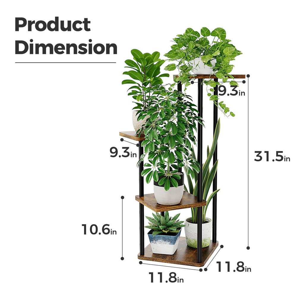Bamworld Small Plant Stand 4 Tier with potted plants