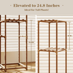 Bamworld Tall Plant Stand 24.8 inches height with plants