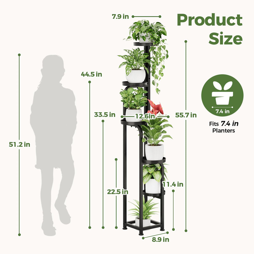 Bamworld Tall Plant Stand 5 Tier with adjustable feet