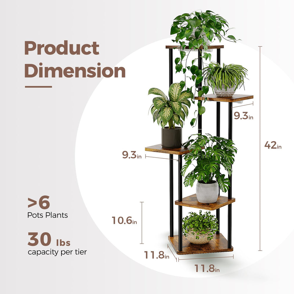 Bamworld Tall Plant Stand in outdoor setting with blooming flowers