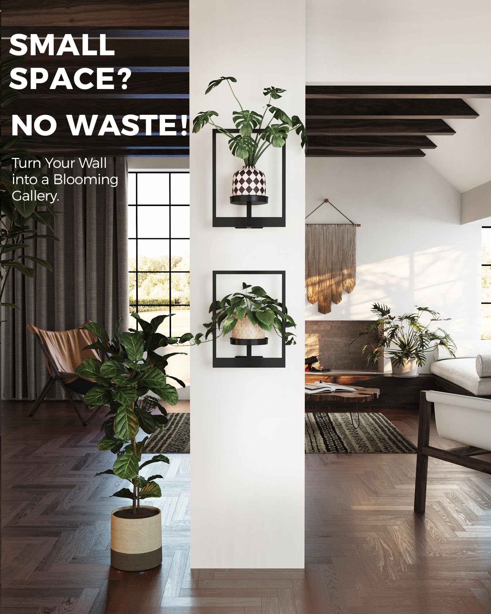 Bamworld Wall Plant Holder black iron installation kit