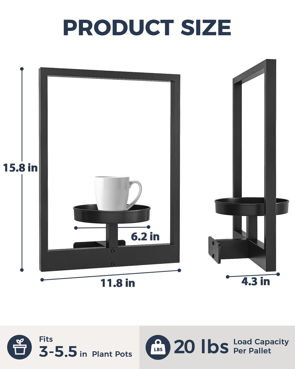 Bamworld Wall Plant Holder black iron side view