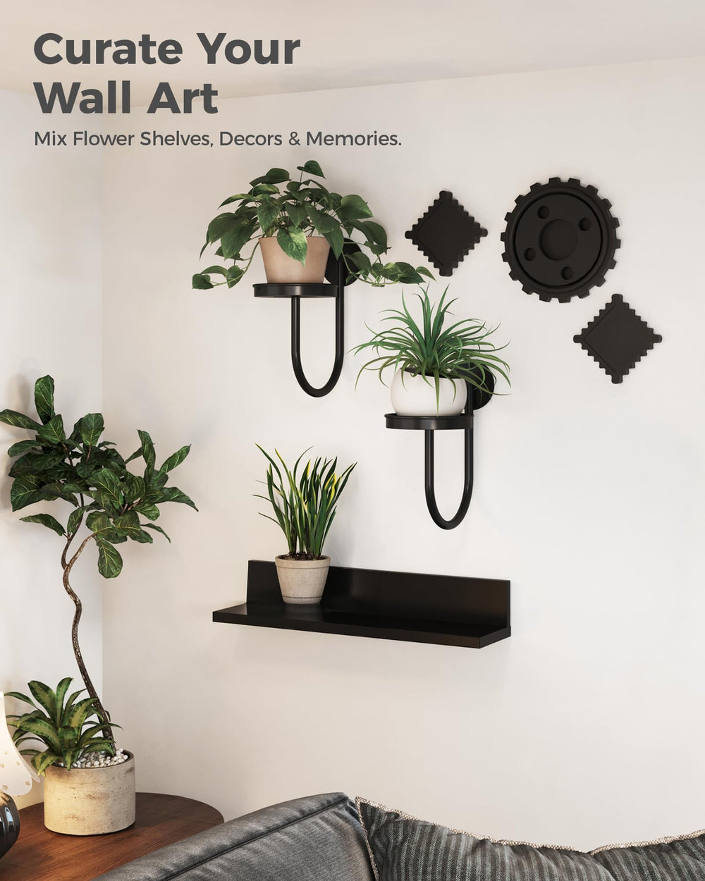 Bamworld Wall Plant Holder with various sized pots