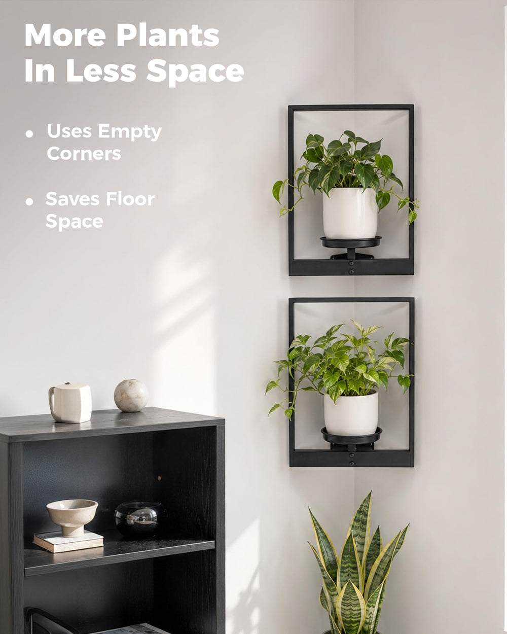 Bamworld wall planters installed in a corner