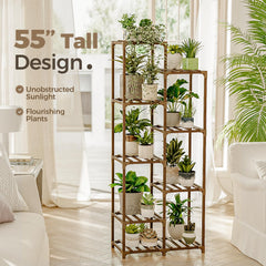 Bamworld wooden plant stand showcasing multiple plants