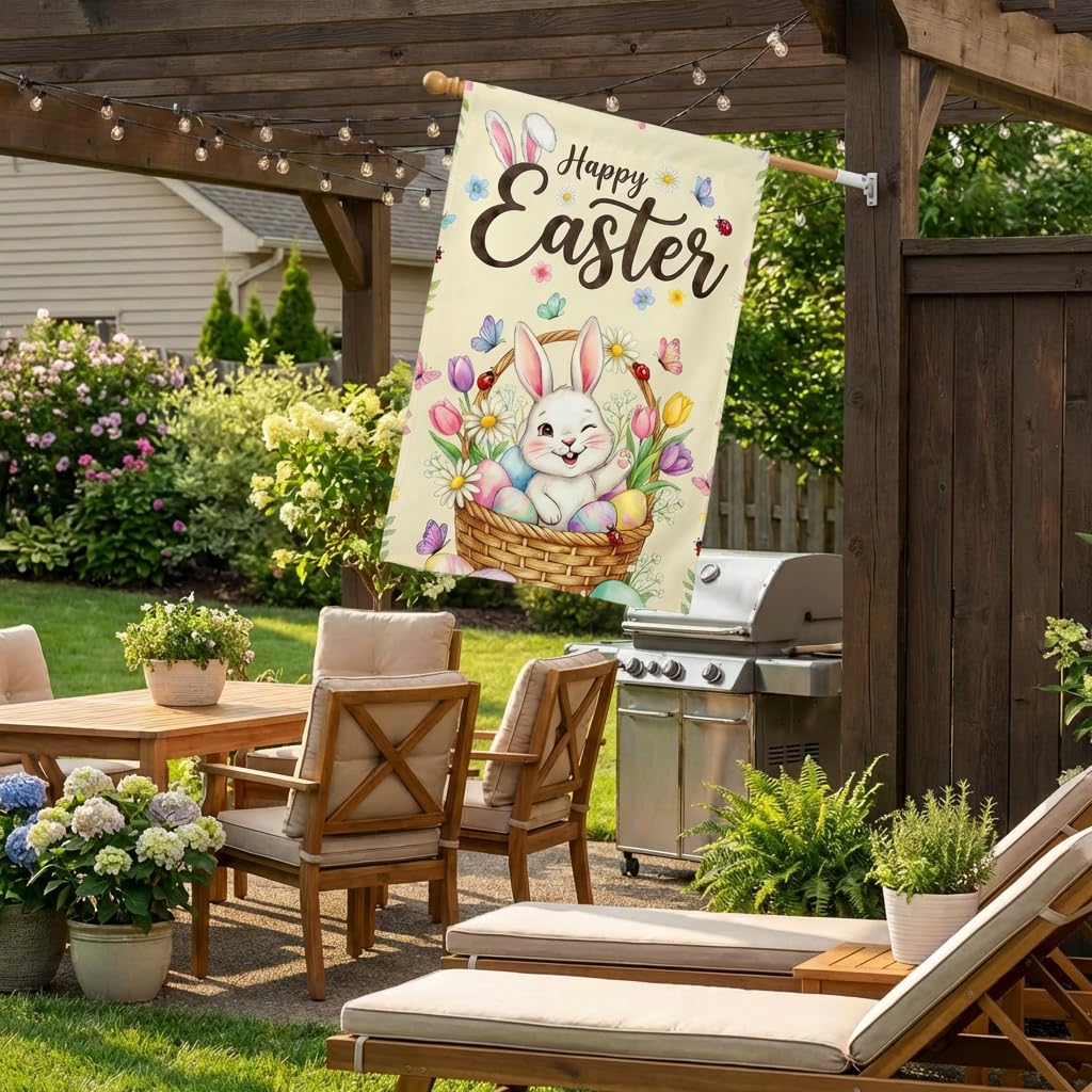 BANANABROTHER Easter Garden Flag in a garden setting