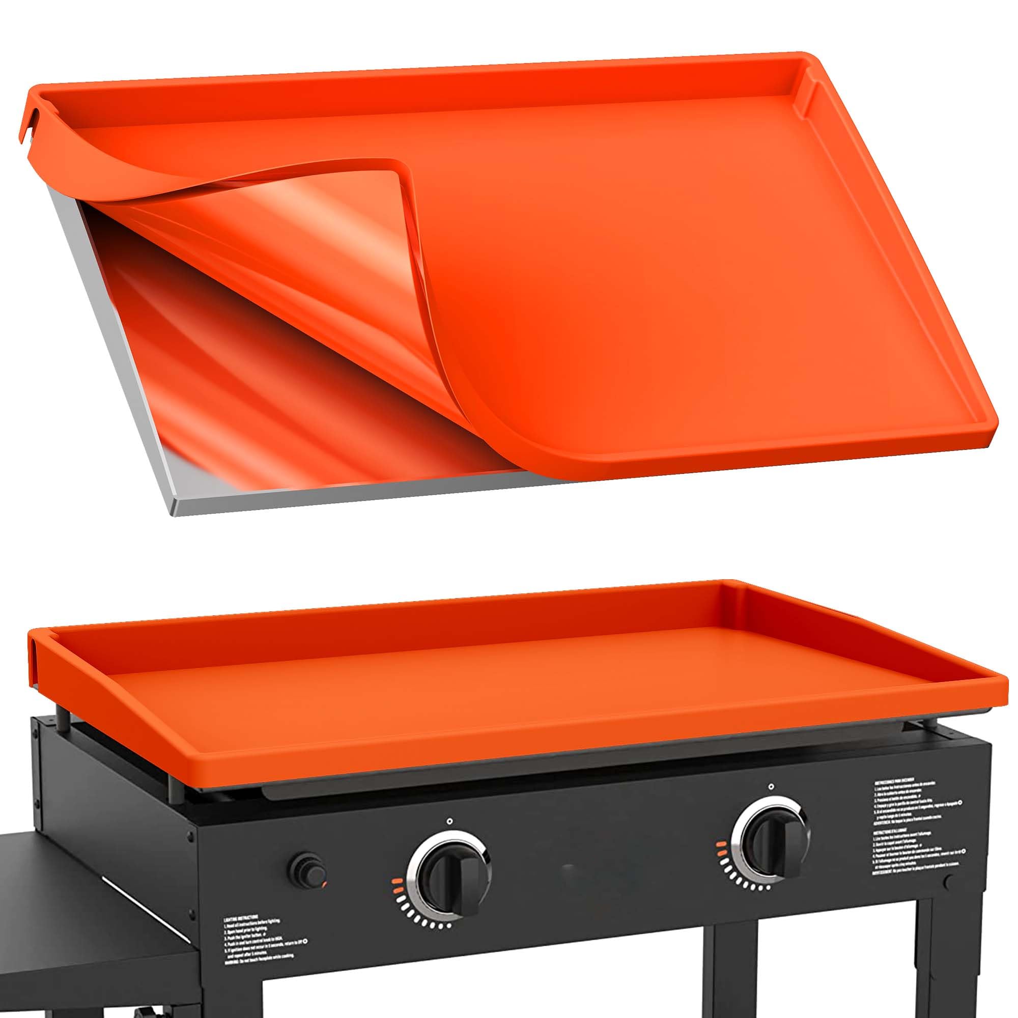BANGIE 28-inch silicone griddle mat in orange, front view