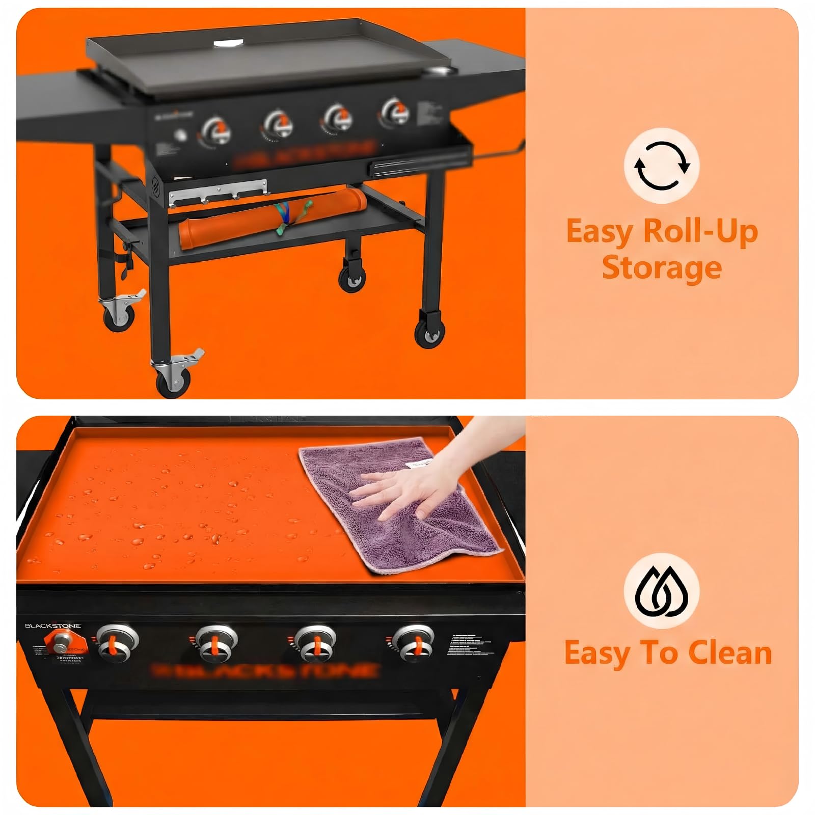 BANGIE silicone griddle mat with soapy water for cleaning