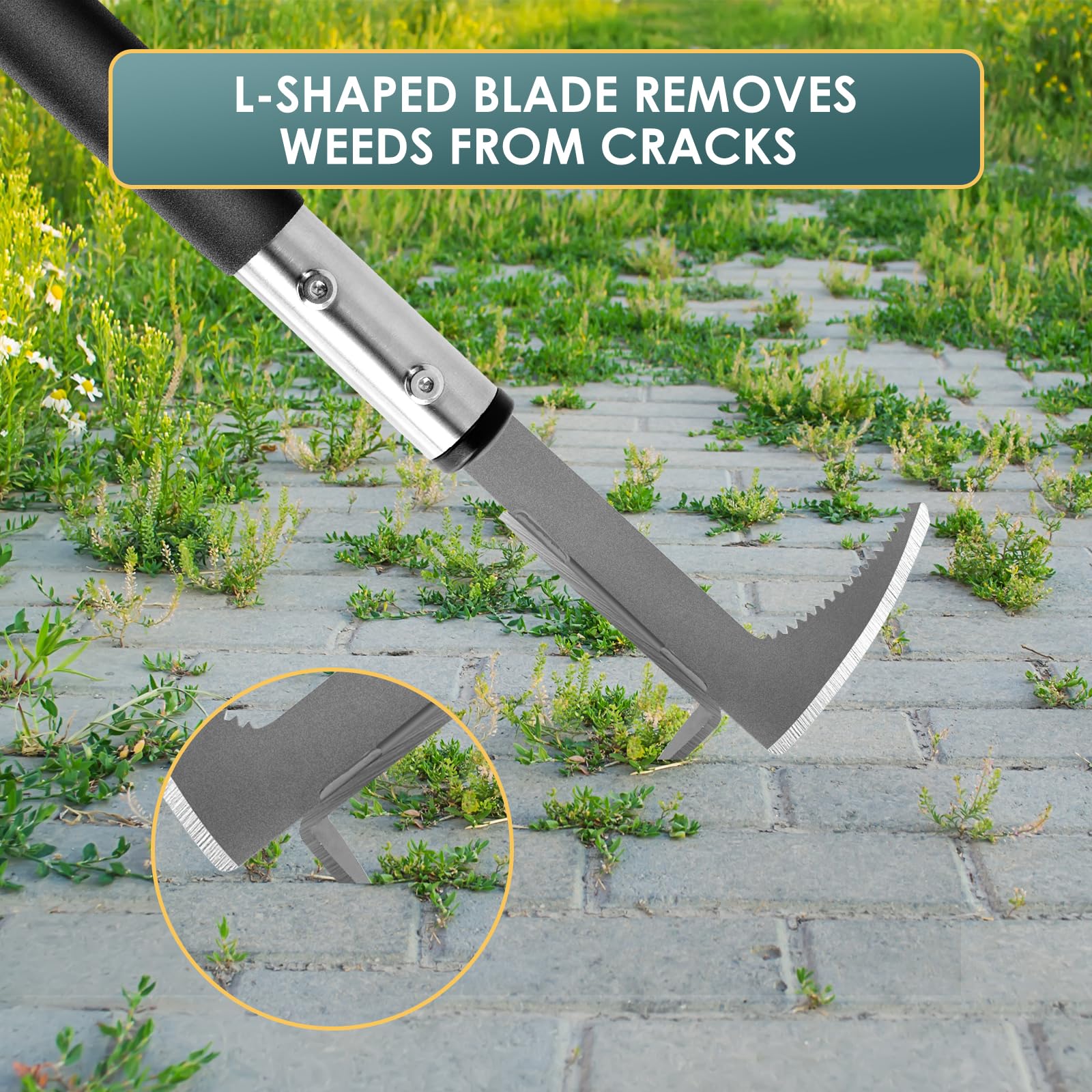 BARAYSTUS Crack Weeder in use on paving stones