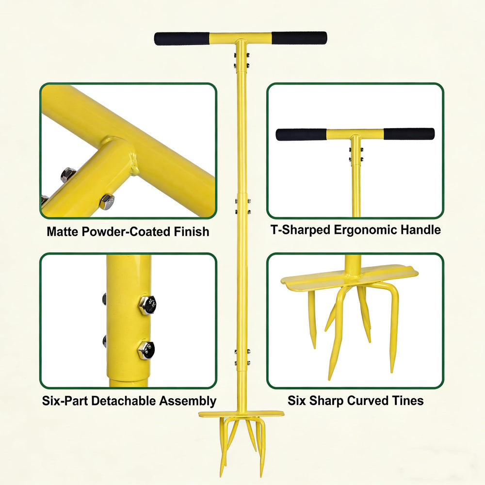 BARAYSTUS Hand Tiller Cultivator dimensions on a measuring tape