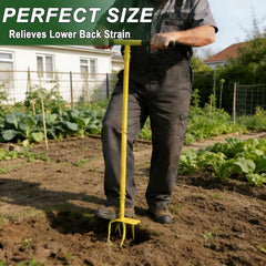 BARAYSTUS Hand Tiller Cultivator showing sharp carbon steel teeth