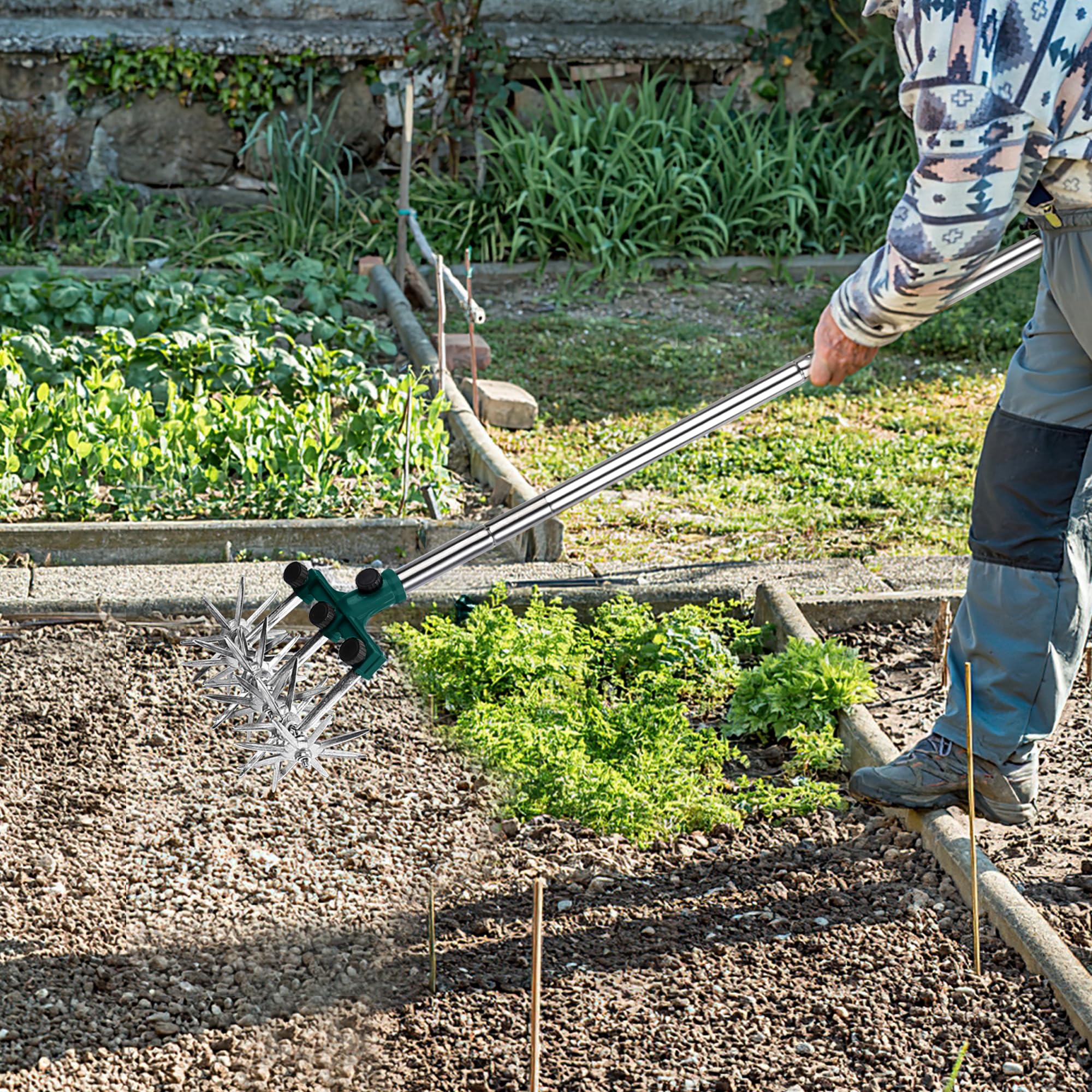 BARAYSTUS Rotary Cultivator in a garden setting