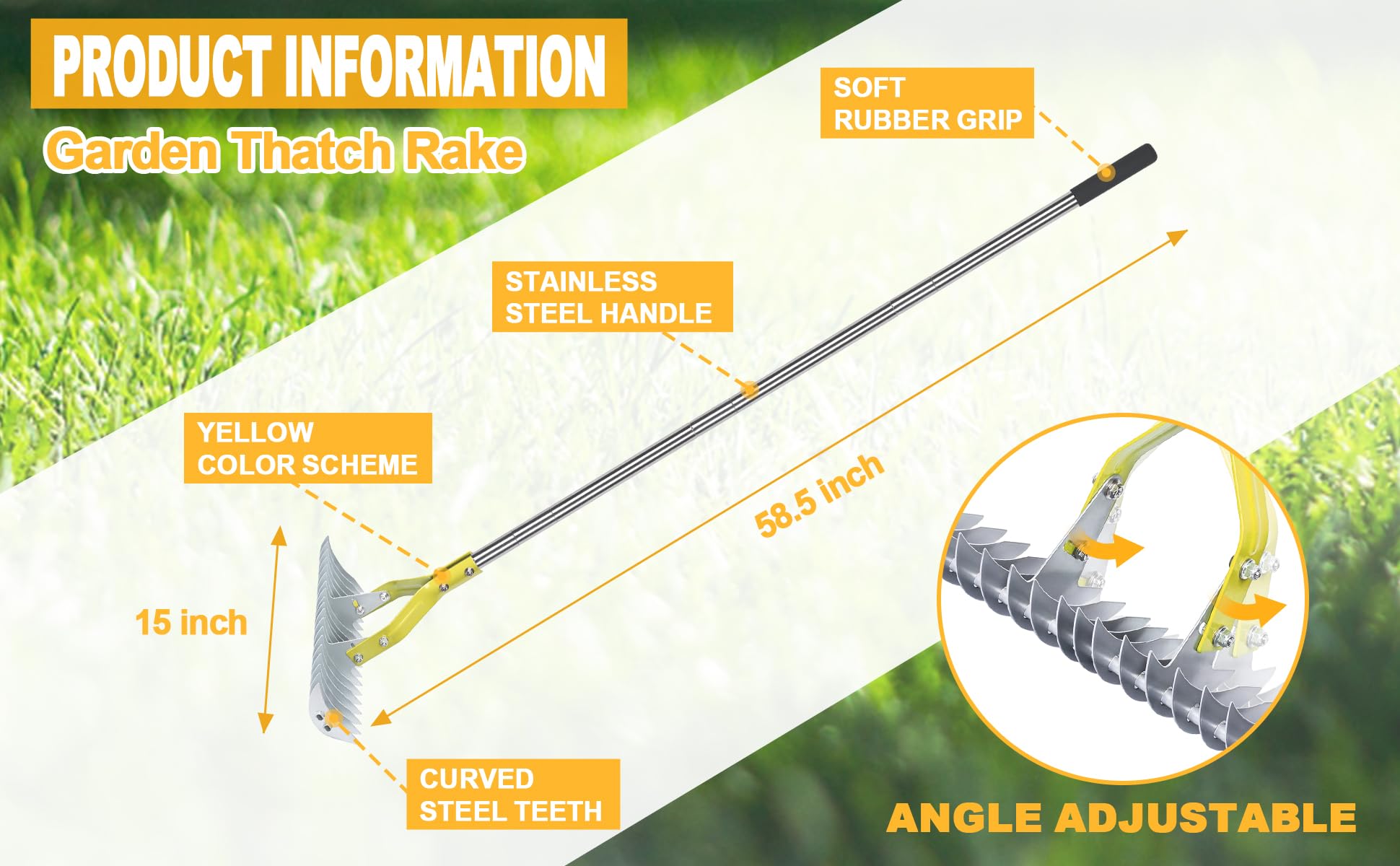 BARAYSTUS Thatch Rake in a garden setting