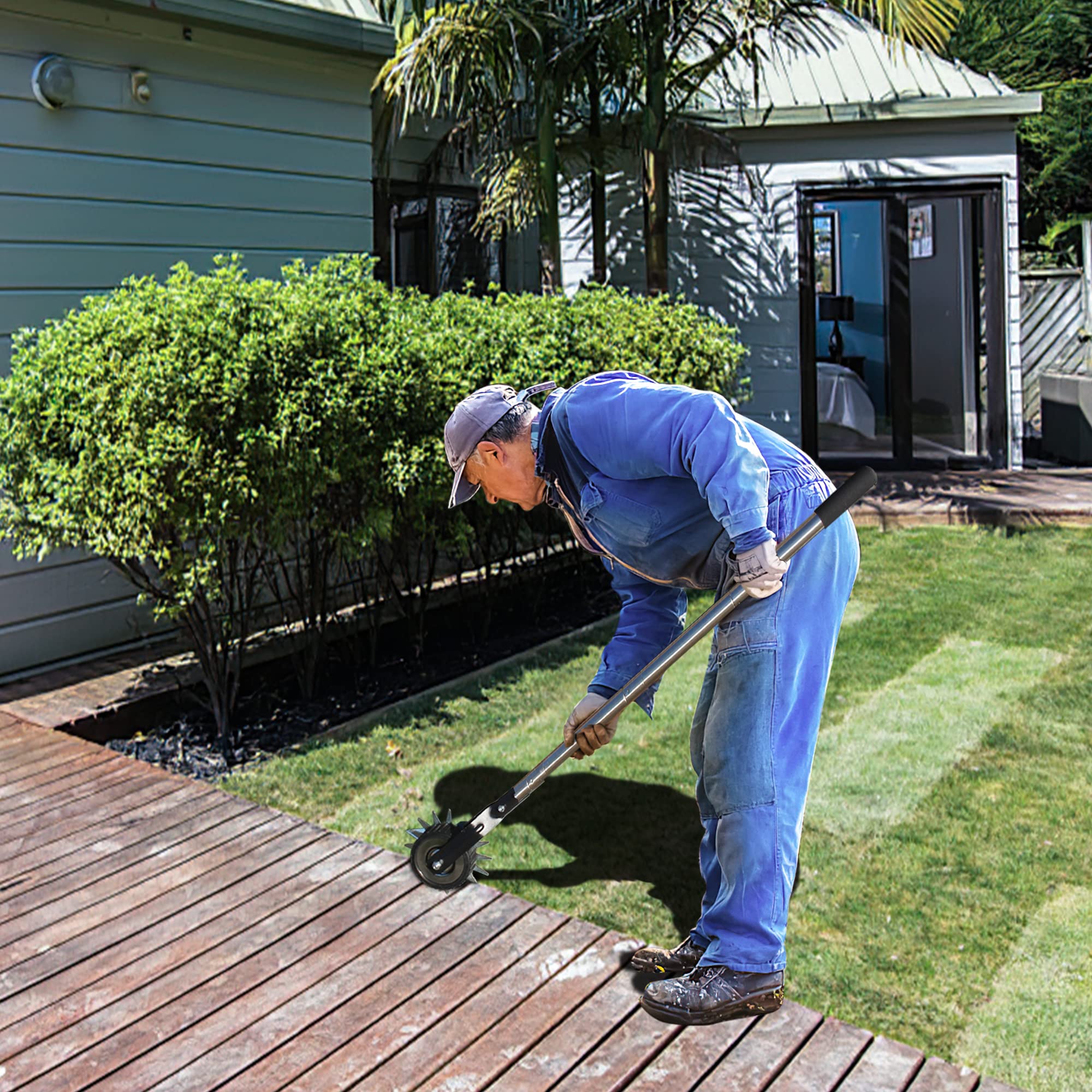 BARAYSTUS Wheel Rotary Edger showing stainless steel handle