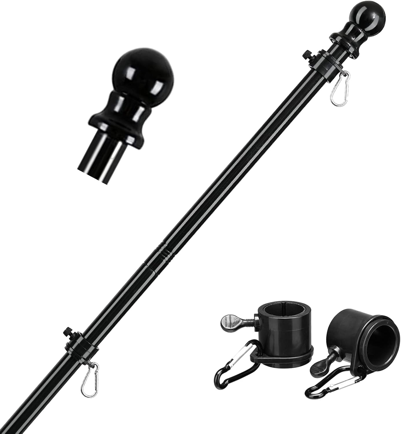 Barcetine 6ft black flag pole front view