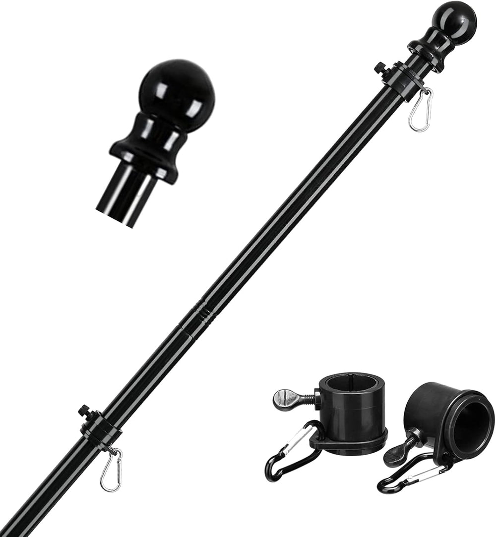 Barcetine 6ft black flag pole front view