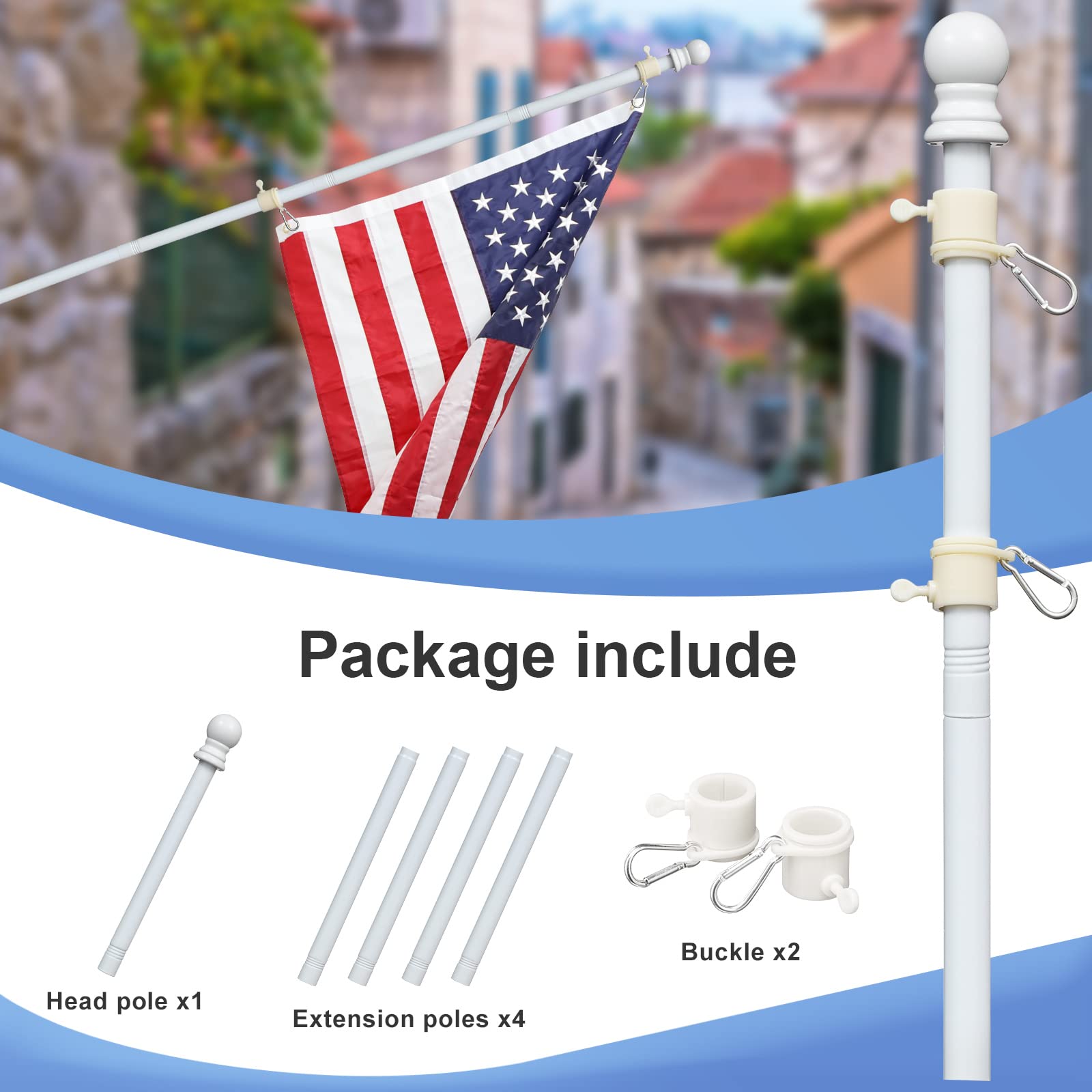 Barcetine 6ft flag pole showing stainless steel material