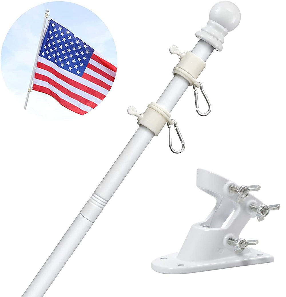 Barcetine 6FT White Flag Pole Kit with ball topper and bracket