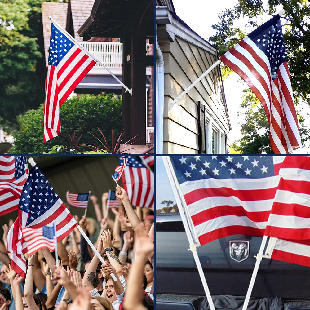 Barcetine flag pole next to a garage