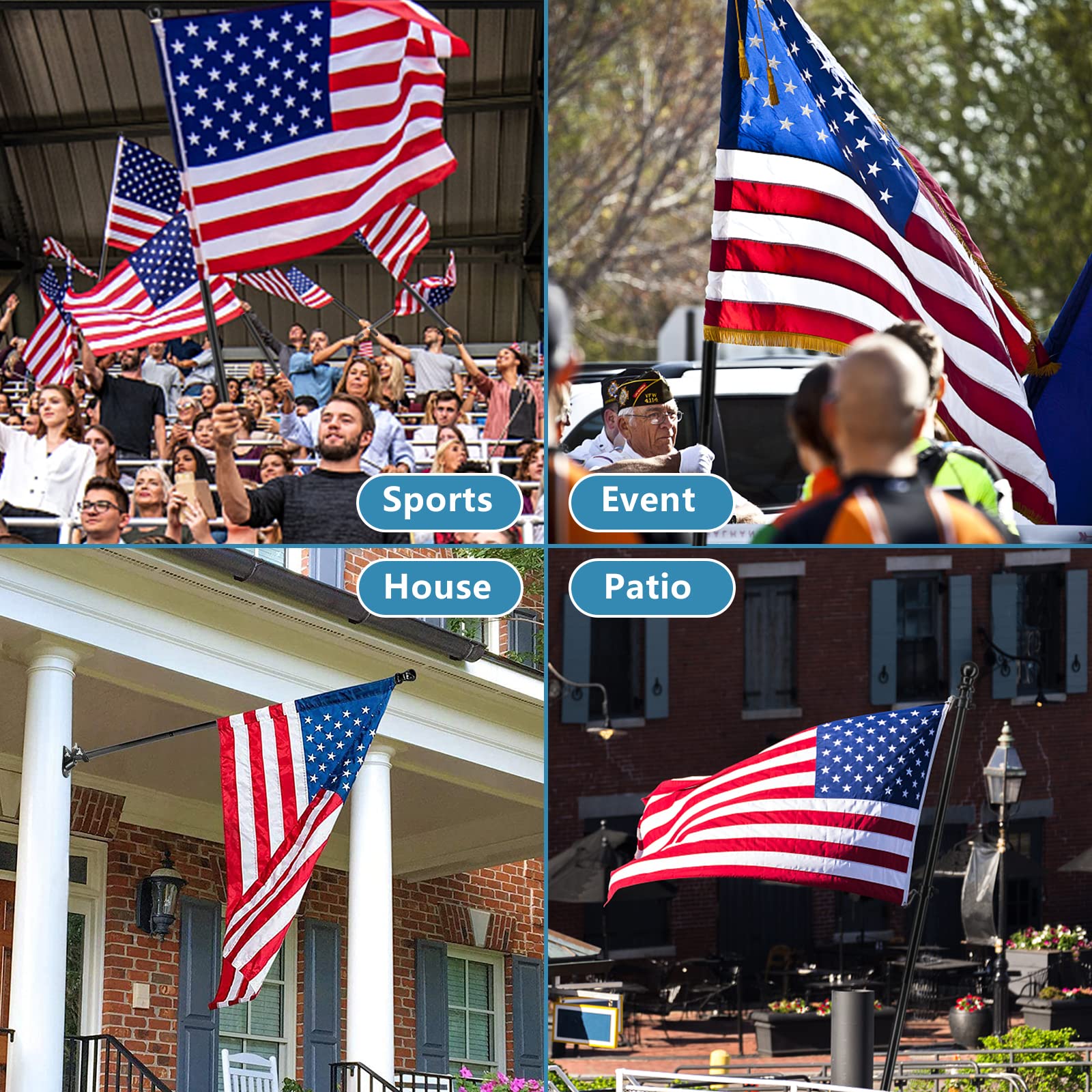 Barcetine flag pole with seasonal flags displayed during summer
