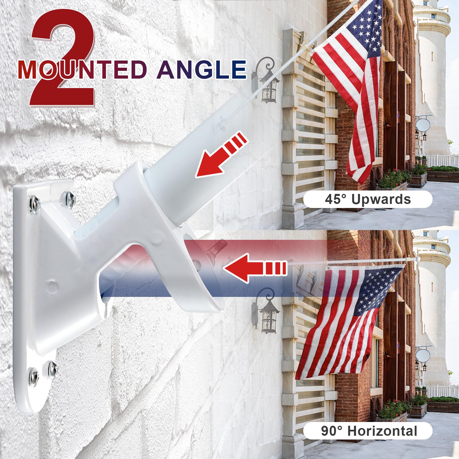 Barcetine flagpole kit components including bracket and flag